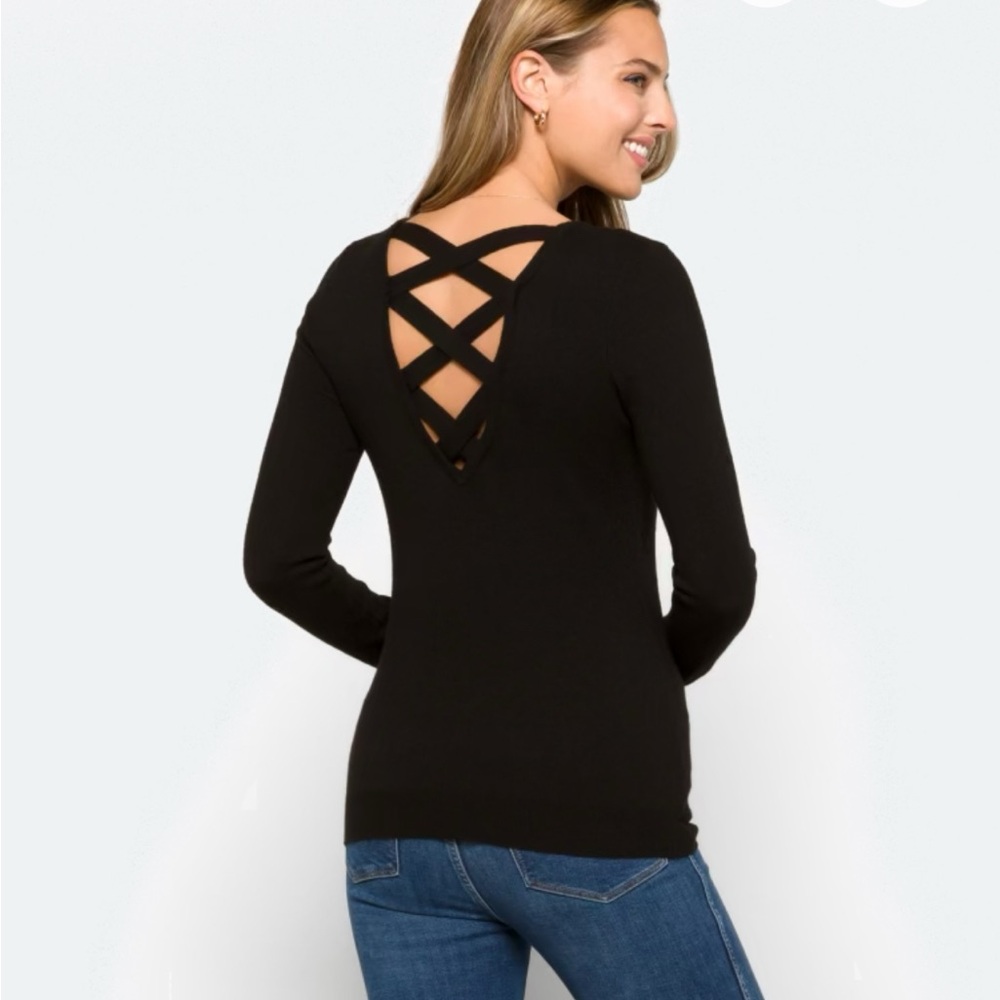 Black Long Sleeve Cut Out Blouse